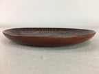 Japanese Wood Lacquer Plate Kamakura-Bori Vtg Brown Hand-carved Floral UR241