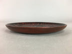 Japanese Wood Lacquer Plate Kamakura-Bori Vtg Brown Hand-carved Floral UR242