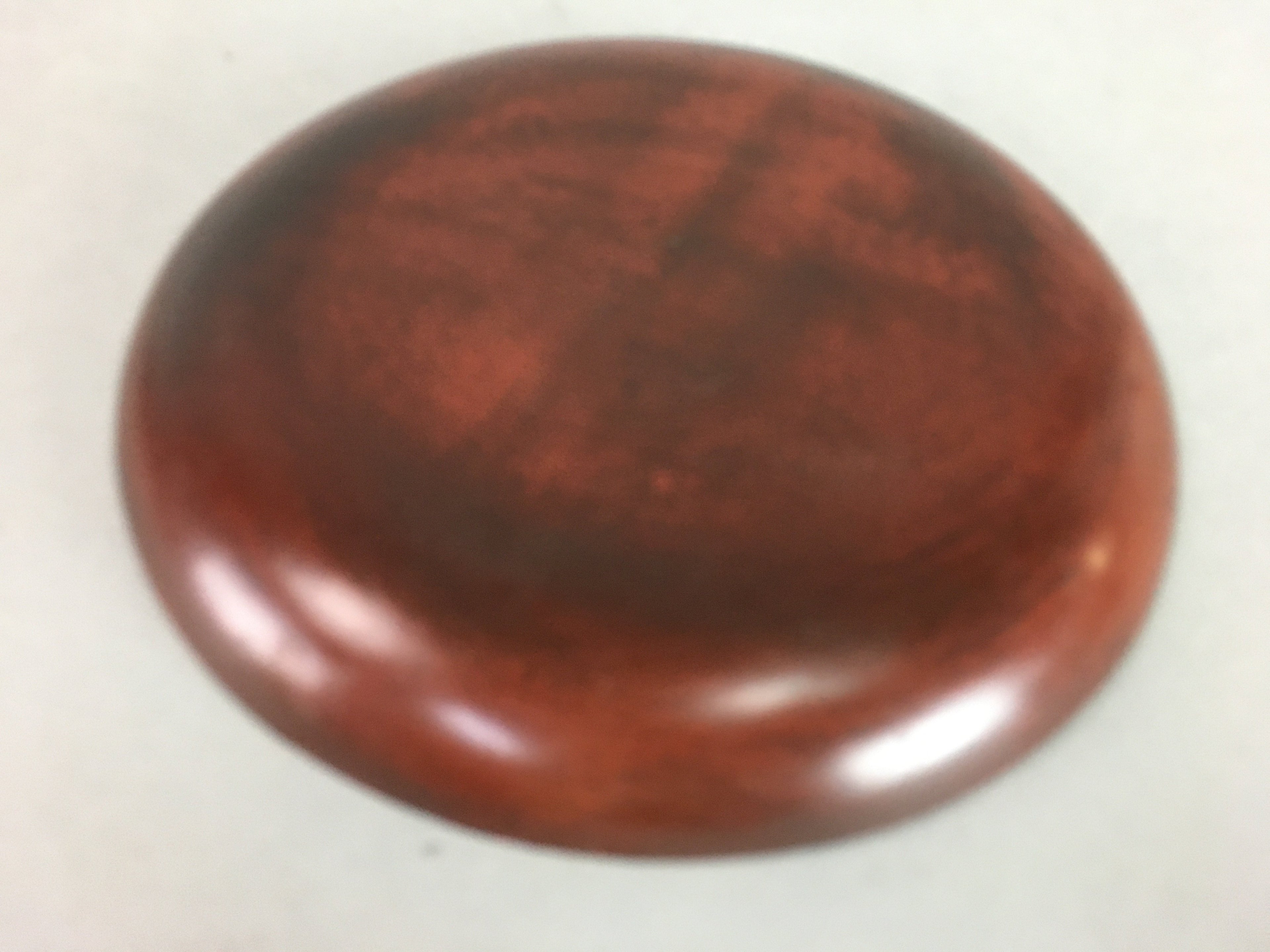 Japanese Wood Lacquer Plate Kamakura-Bori Vtg Brown Hand-carved Floral UR242