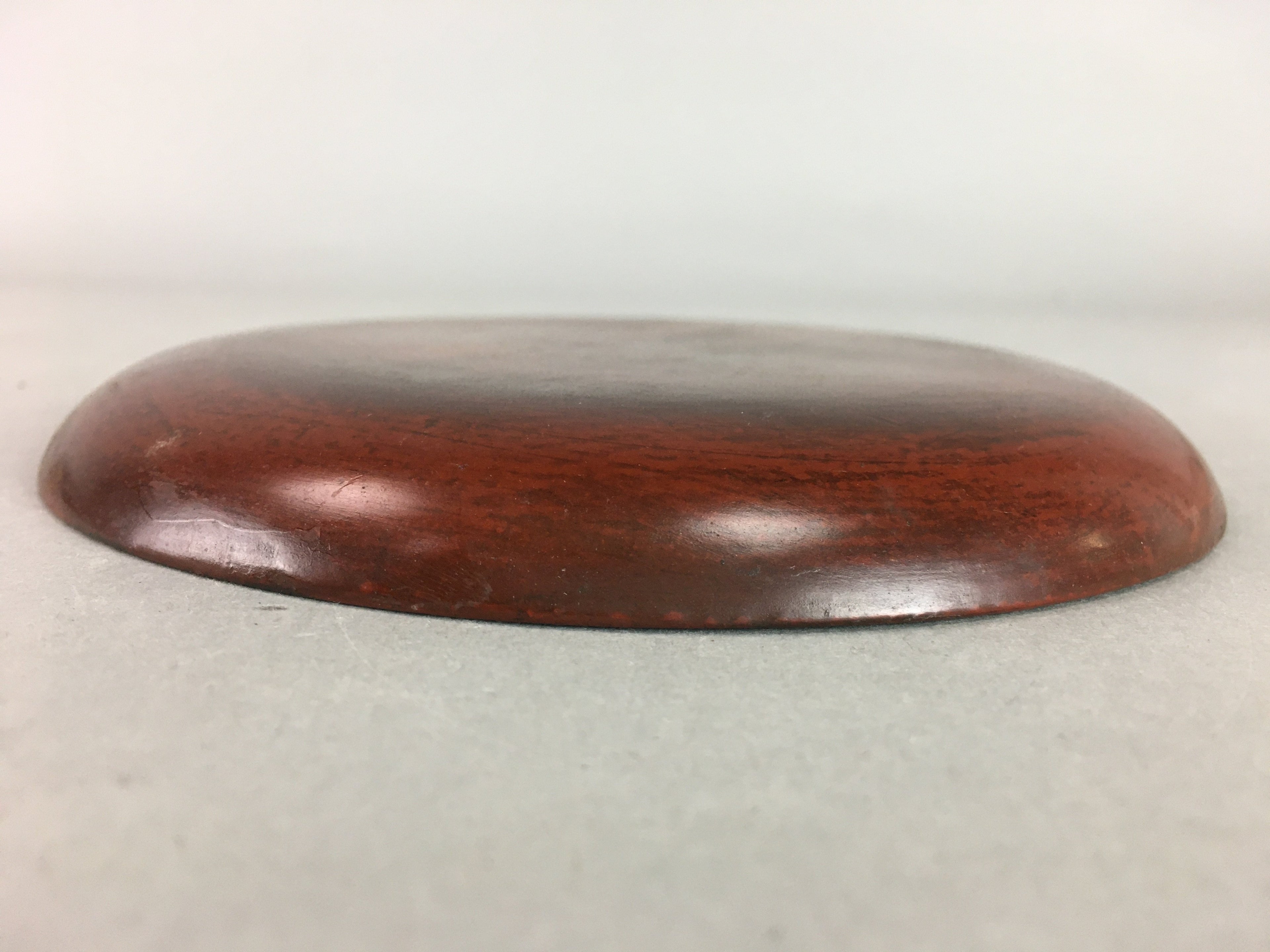 Japanese Wood Lacquer Plate Kamakura-Bori Vtg Brown Hand-carved Floral UR242