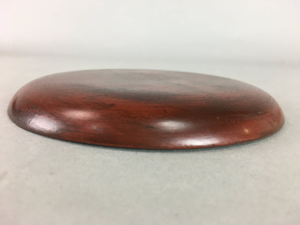 Japanese Wood Lacquer Plate Kamakura-Bori Vtg Brown Hand-carved Floral UR242