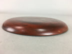 Japanese Wood Lacquer Plate Kamakura-Bori Vtg Brown Hand-carved Floral UR242