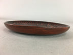 Japanese Wood Lacquer Plate Kamakura-Bori Vtg Brown Hand-carved Floral UR243