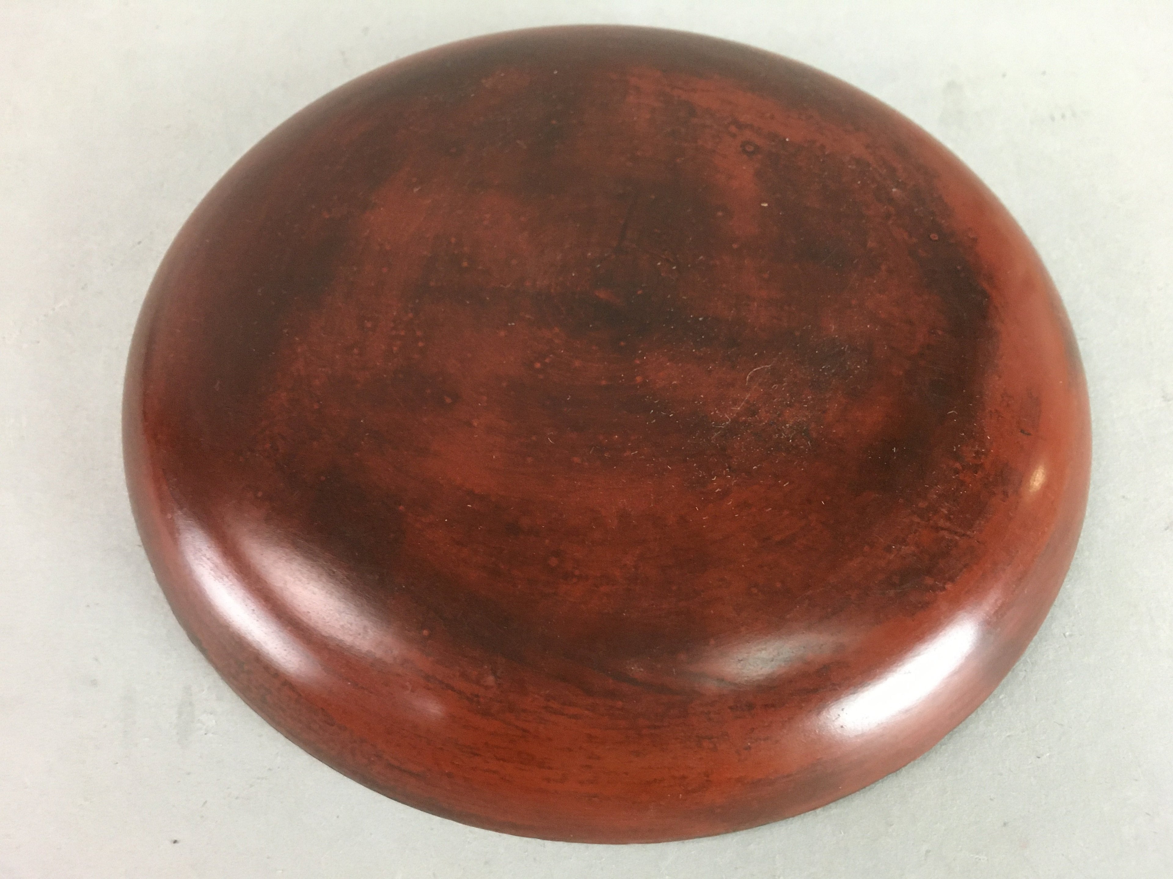 Japanese Wood Lacquer Plate Kamakura-Bori Vtg Brown Hand-carved Floral UR243