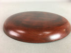 Japanese Wood Lacquer Plate Kamakura-Bori Vtg Brown Hand-carved Floral UR243
