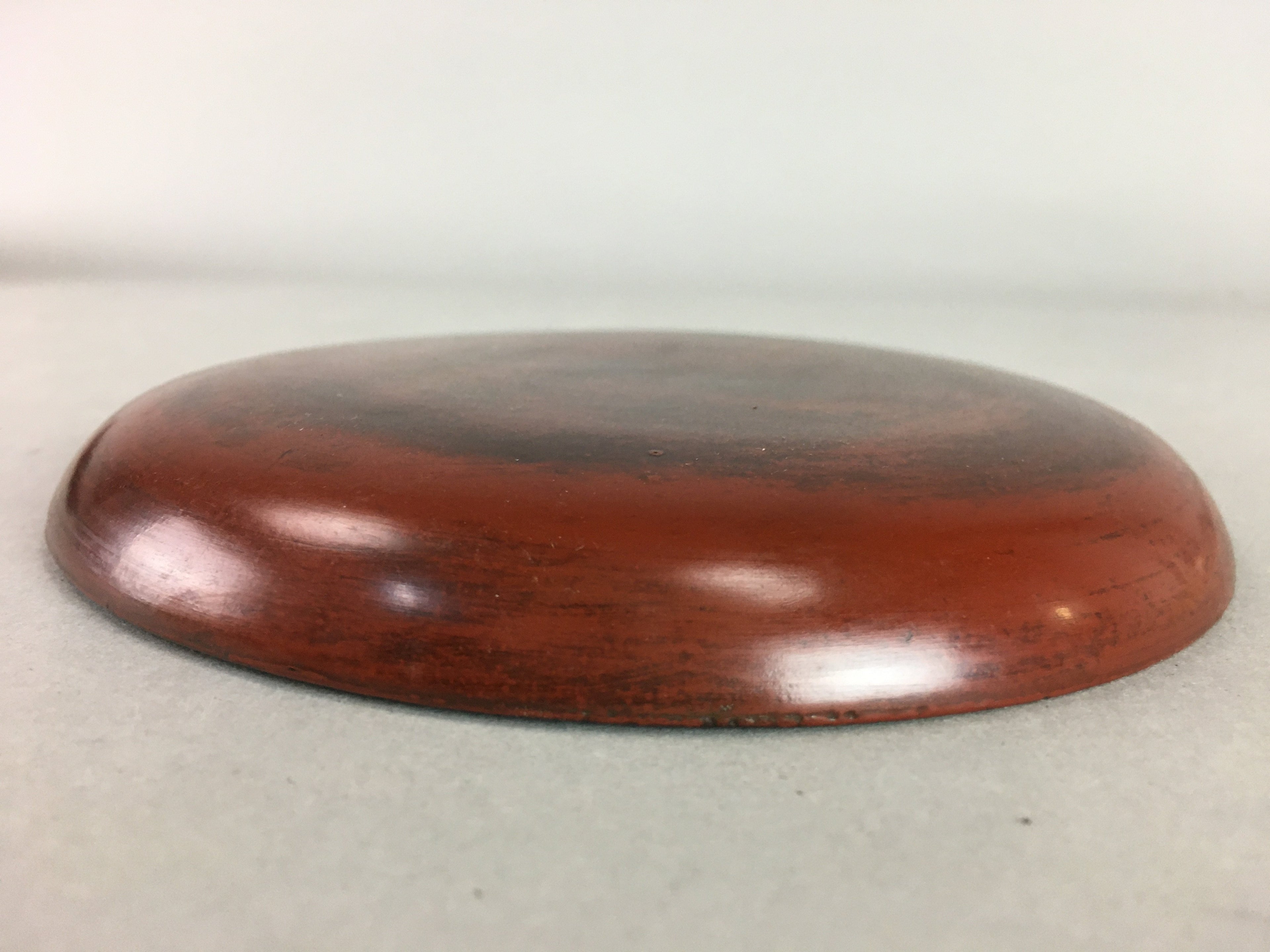 Japanese Wood Lacquer Plate Kamakura-Bori Vtg Brown Hand-carved Floral UR243