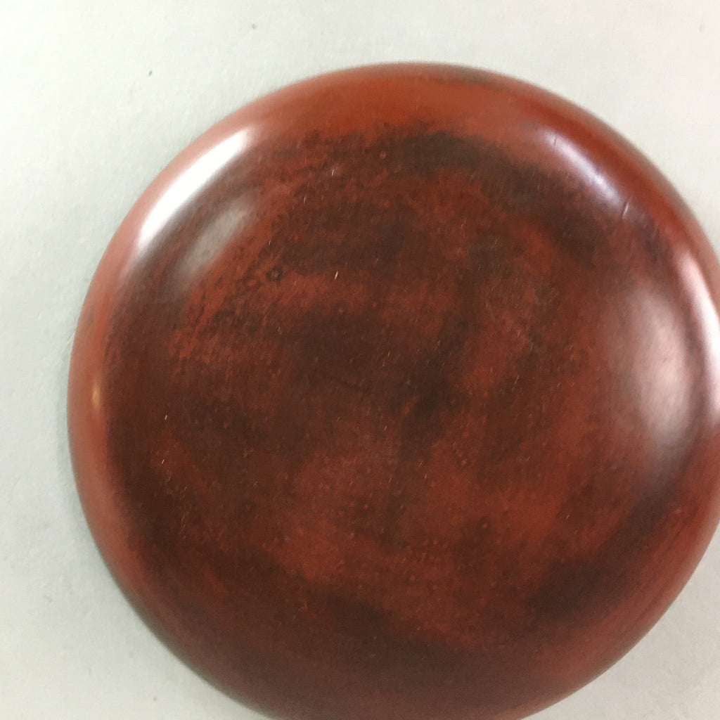 Japanese Wood Lacquer Plate Kamakura-Bori Vtg Brown Hand-carved Floral UR243