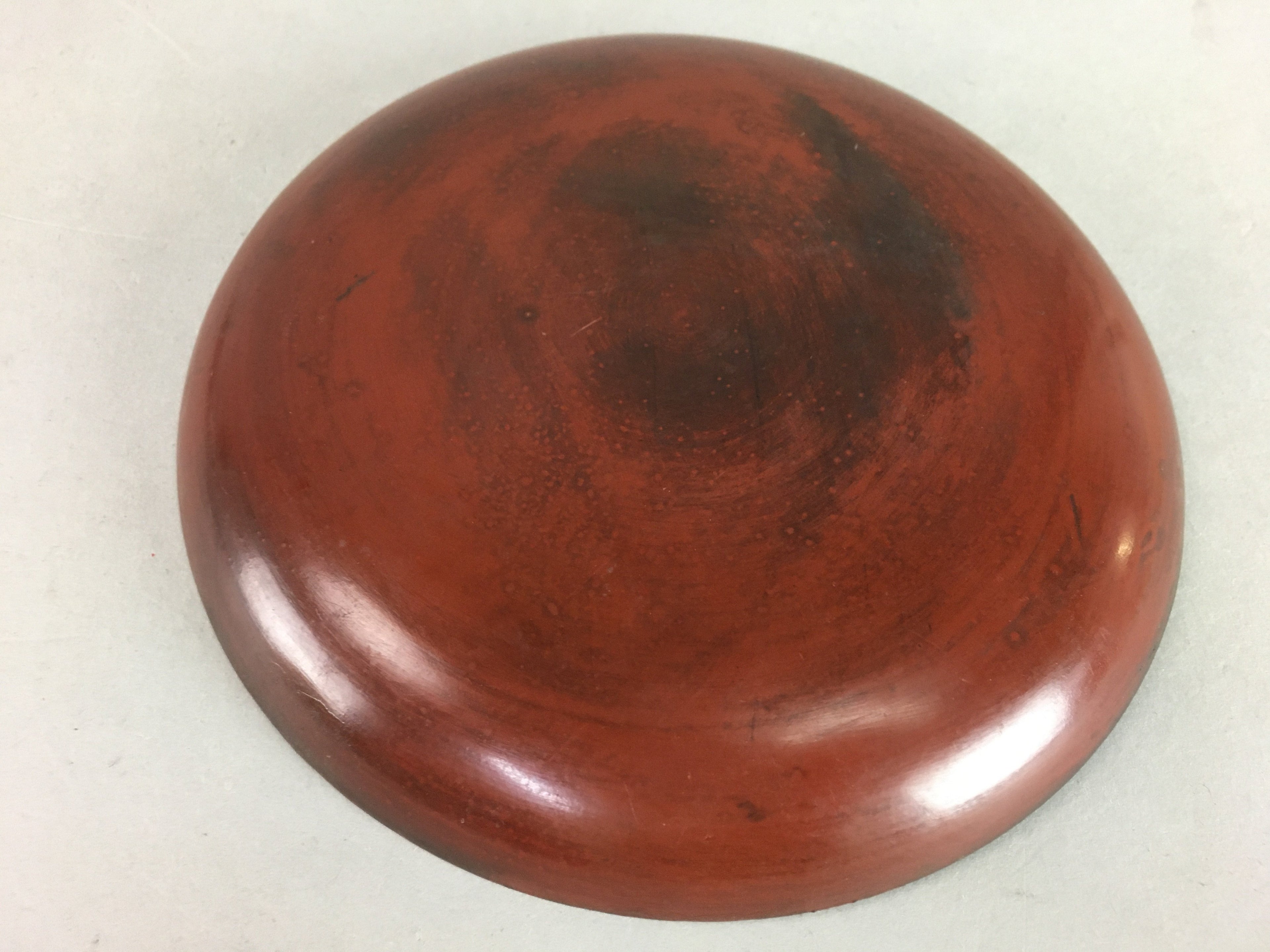 Japanese Wood Lacquer Plate Kamakura-Bori Vtg Brown Hand-carved Floral UR244