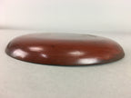 Japanese Wood Lacquer Plate Kamakura-Bori Vtg Brown Hand-carved Floral UR244