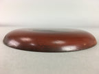 Japanese Wood Lacquer Plate Kamakura-Bori Vtg Brown Hand-carved Floral UR244