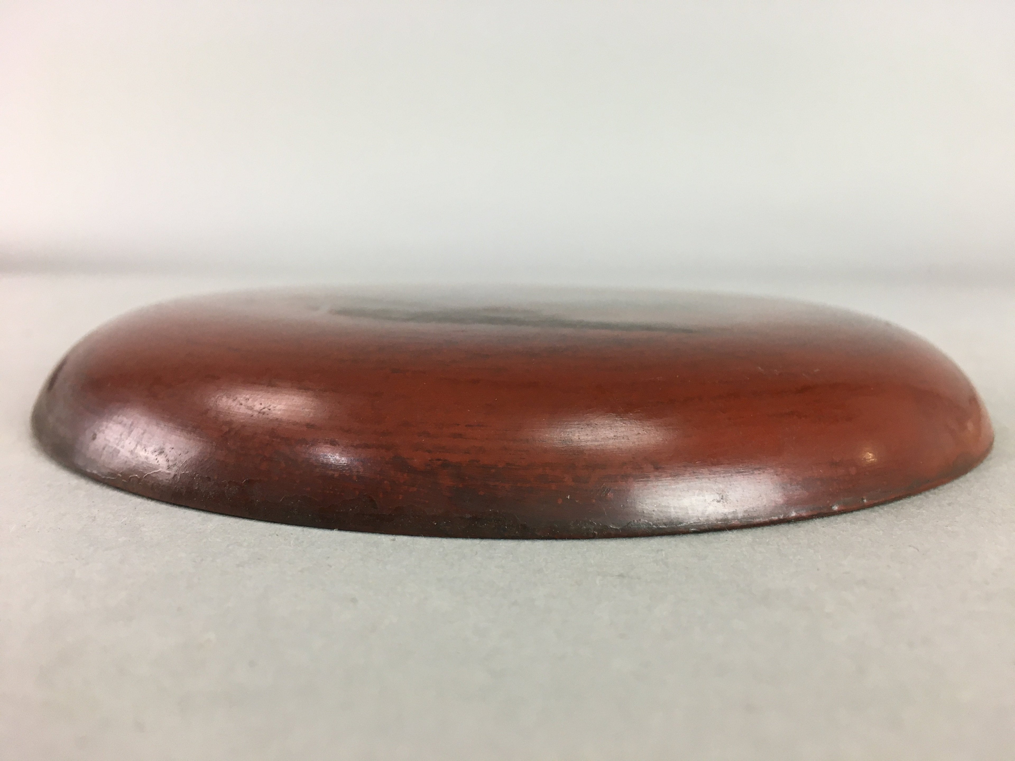 Japanese Wood Lacquer Plate Kamakura-Bori Vtg Brown Hand-carved Floral UR244