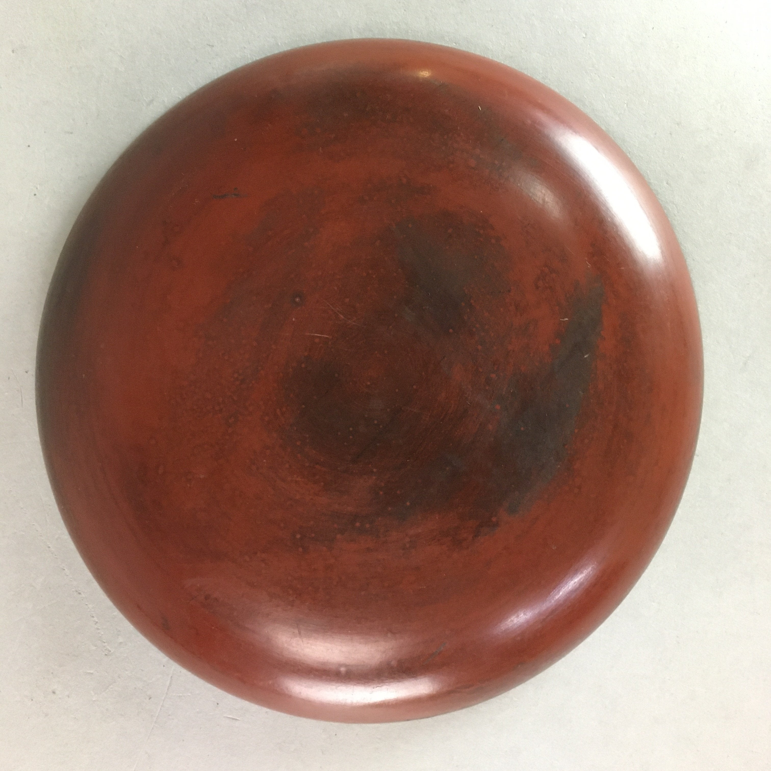 Japanese Wood Lacquer Plate Kamakura-Bori Vtg Brown Hand-carved Floral UR244