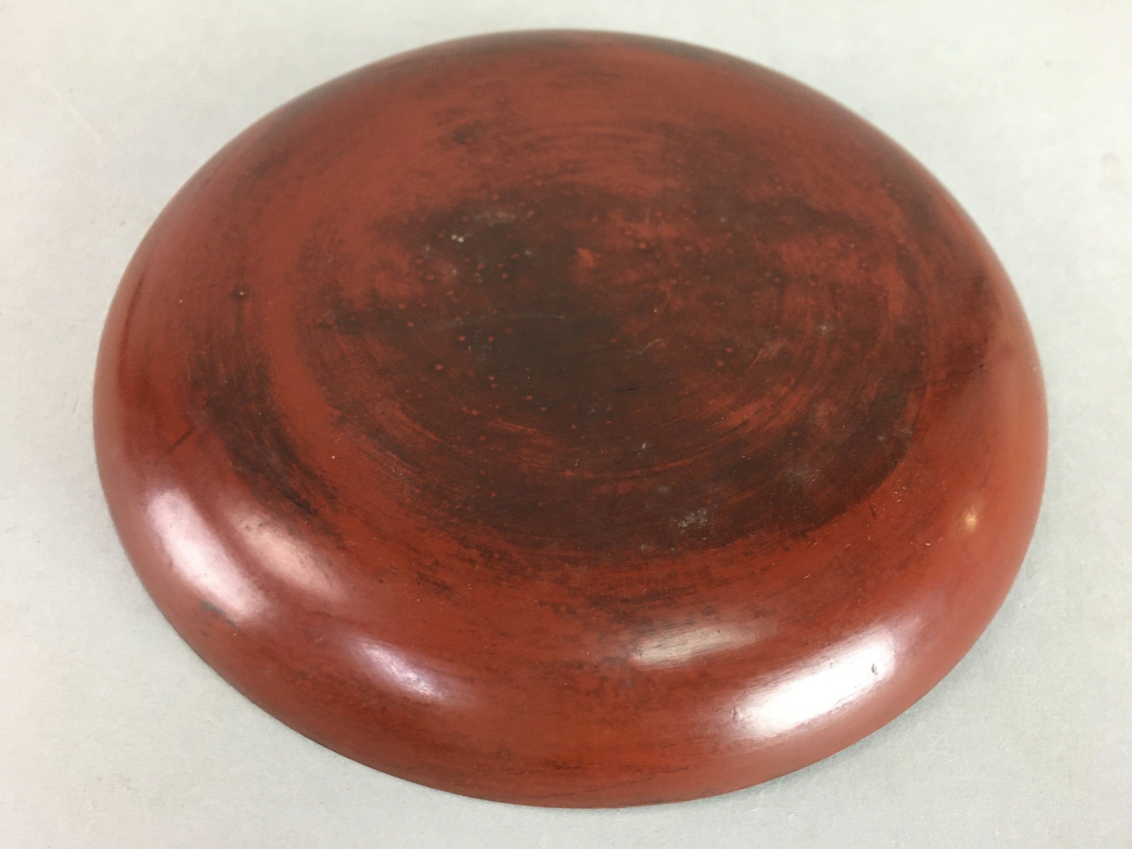 Japanese Wood Lacquer Plate Kamakura-Bori Vtg Brown Hand-carved Floral UR245