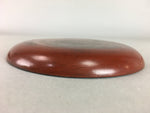 Japanese Wood Lacquer Plate Kamakura-Bori Vtg Brown Hand-carved Floral UR245