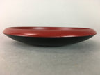 Japanese Wood Lacquer Plate Replica Vtg Floral Carving Round Red Black QT57