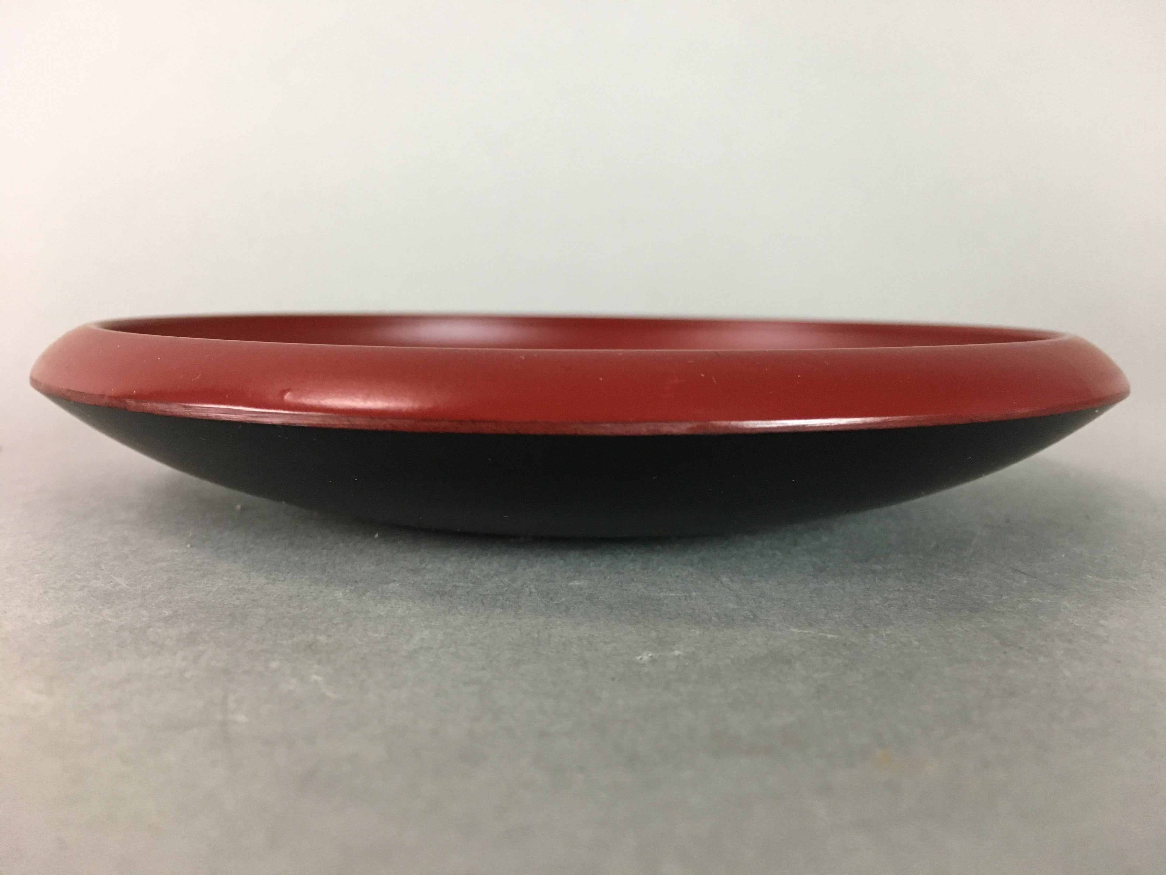 Japanese Wood Lacquer Plate Replica Vtg Floral Carving Round Red Black QT57