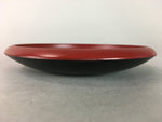 Japanese Wood Lacquer Plate Replica Vtg Floral Carving Round Red Black QT57