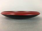 Japanese Wood Lacquer Plate Replica Vtg Floral Carving Round Red Black QT57