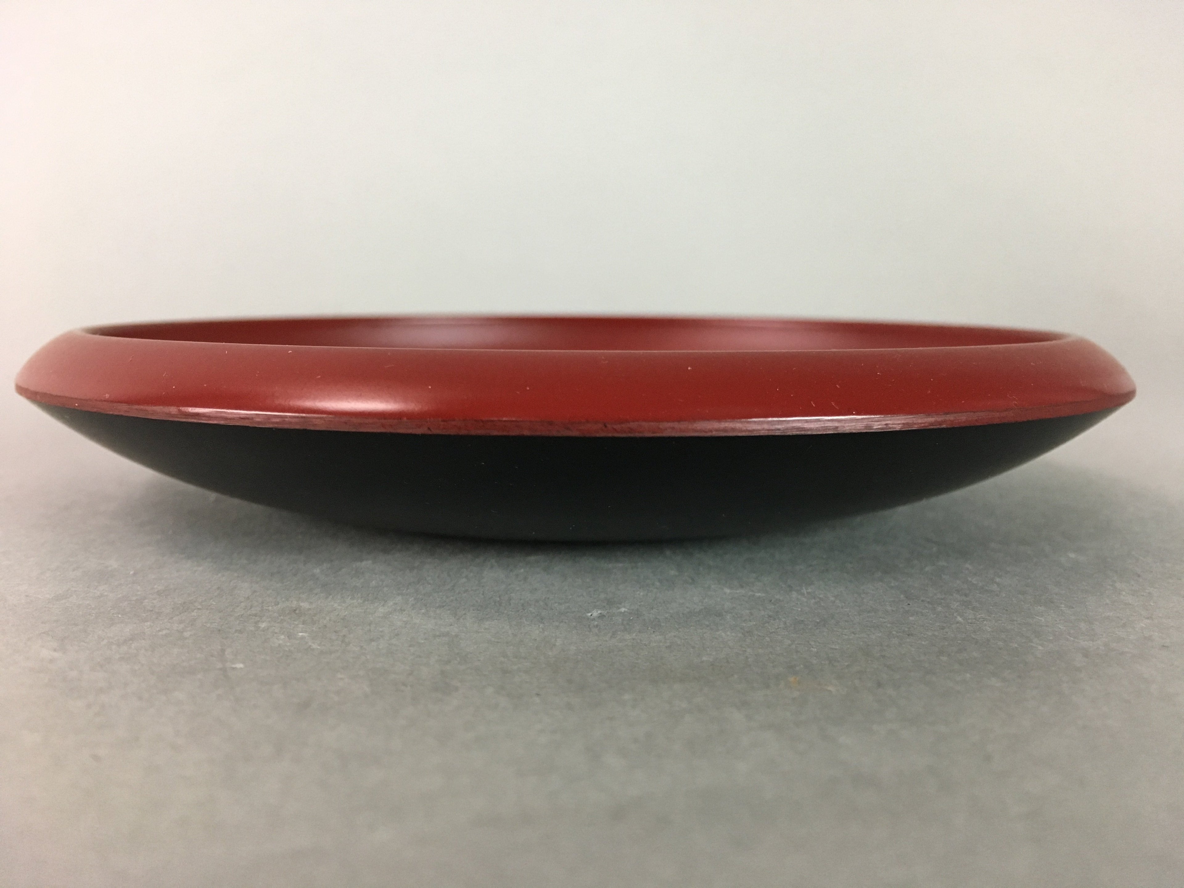 Japanese Wood Lacquer Plate Replica Vtg Floral Carving Round Red Black QT57