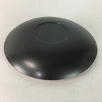 Japanese Wood Lacquer Plate Replica Vtg Floral Carving Round Red Black QT57