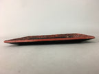 Japanese Wood Lacquer Plate Vtg Flower Carving Design Rectangle Black Red UR326