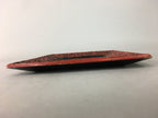 Japanese Wood Lacquer Plate Vtg Flower Carving Design Rectangle Black Red UR326