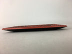 Japanese Wood Lacquer Plate Vtg Flower Carving Design Rectangle Black Red UR326