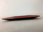 Japanese Wood Lacquer Plate Vtg Flower Carving Design Rectangle Black Red UR326