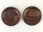 Japanese Wood Patchwork Drink Saucer ２pc Set Vtg Chataku Coaster Brown UR838