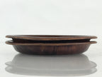 Japanese Wood Patchwork Drink Saucer ２pc Set Vtg Chataku Coaster Brown UR838