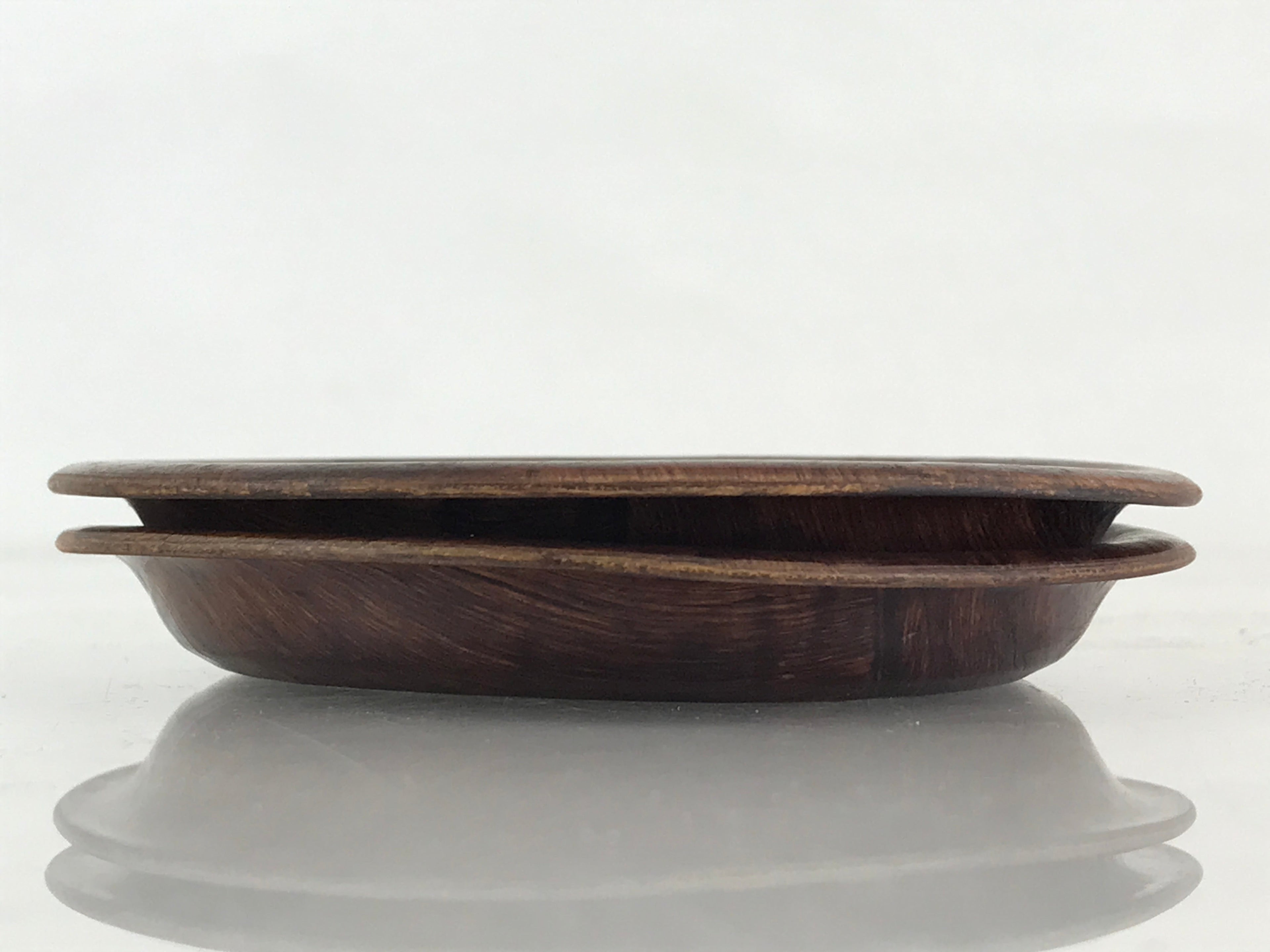 Japanese Wood Patchwork Drink Saucer ２pc Set Vtg Chataku Coaster Brown UR838