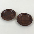 Japanese Wood Patchwork Drink Saucer ２pc Set Vtg Chataku Coaster Brown UR838