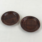 Japanese Wood Patchwork Drink Saucer ２pc Set Vtg Chataku Coaster Brown UR838