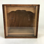 Japanese Wood Shelf Vtg Glass Slide Panel Display box Brown Doll Figurine T305