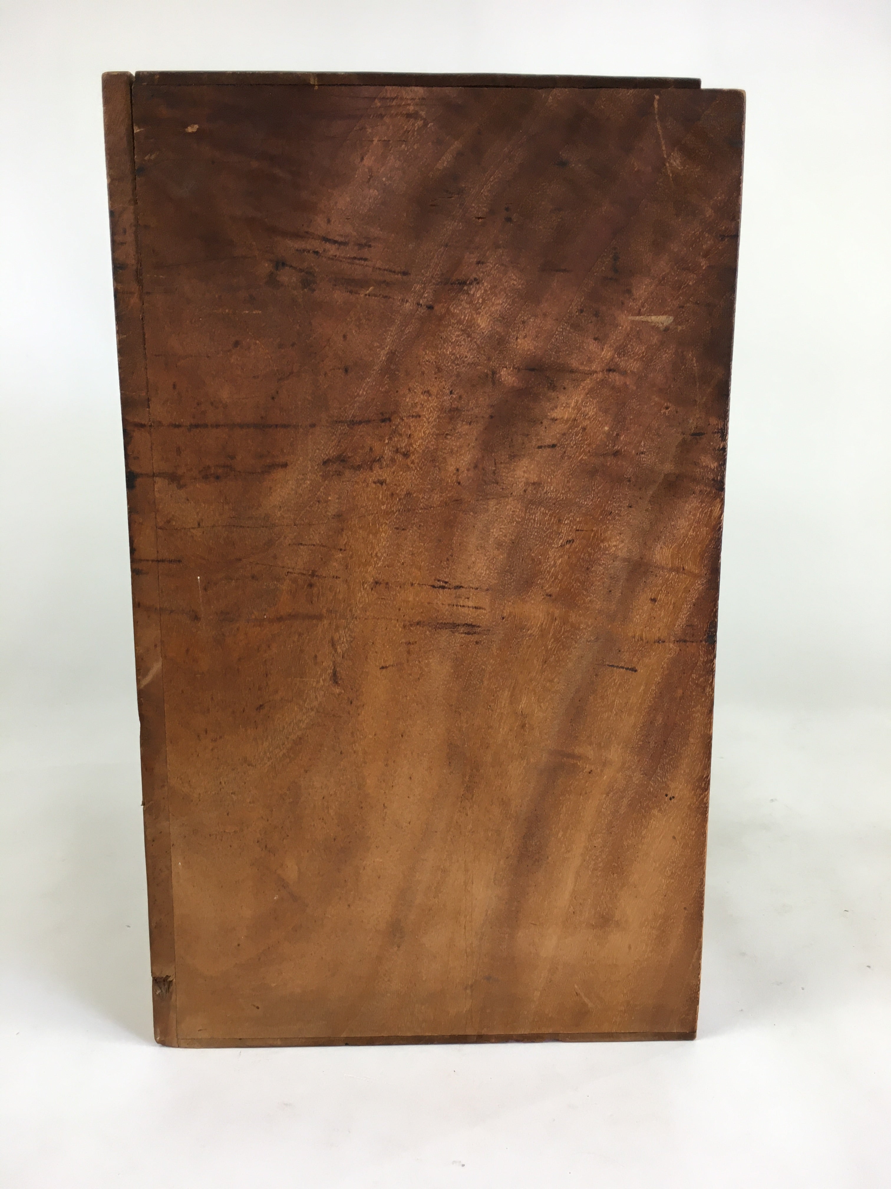 Japanese Wood Shelf Vtg Glass Slide Panel Display box Brown Doll Figurine T305