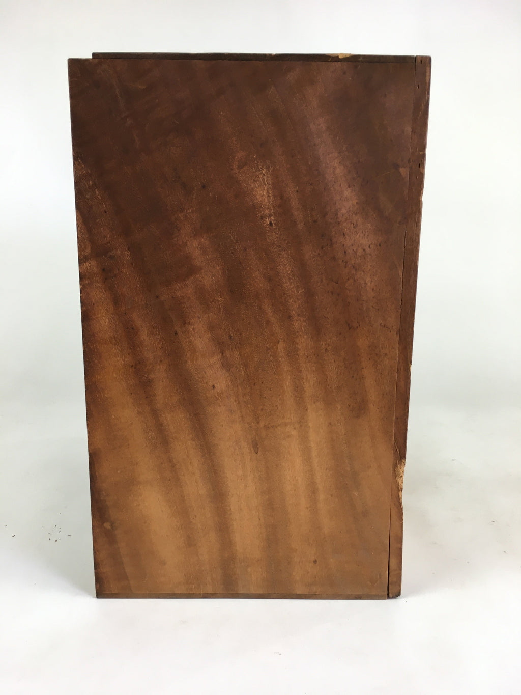 Japanese Wood Shelf Vtg Glass Slide Panel Display box Brown Doll Figurine T305