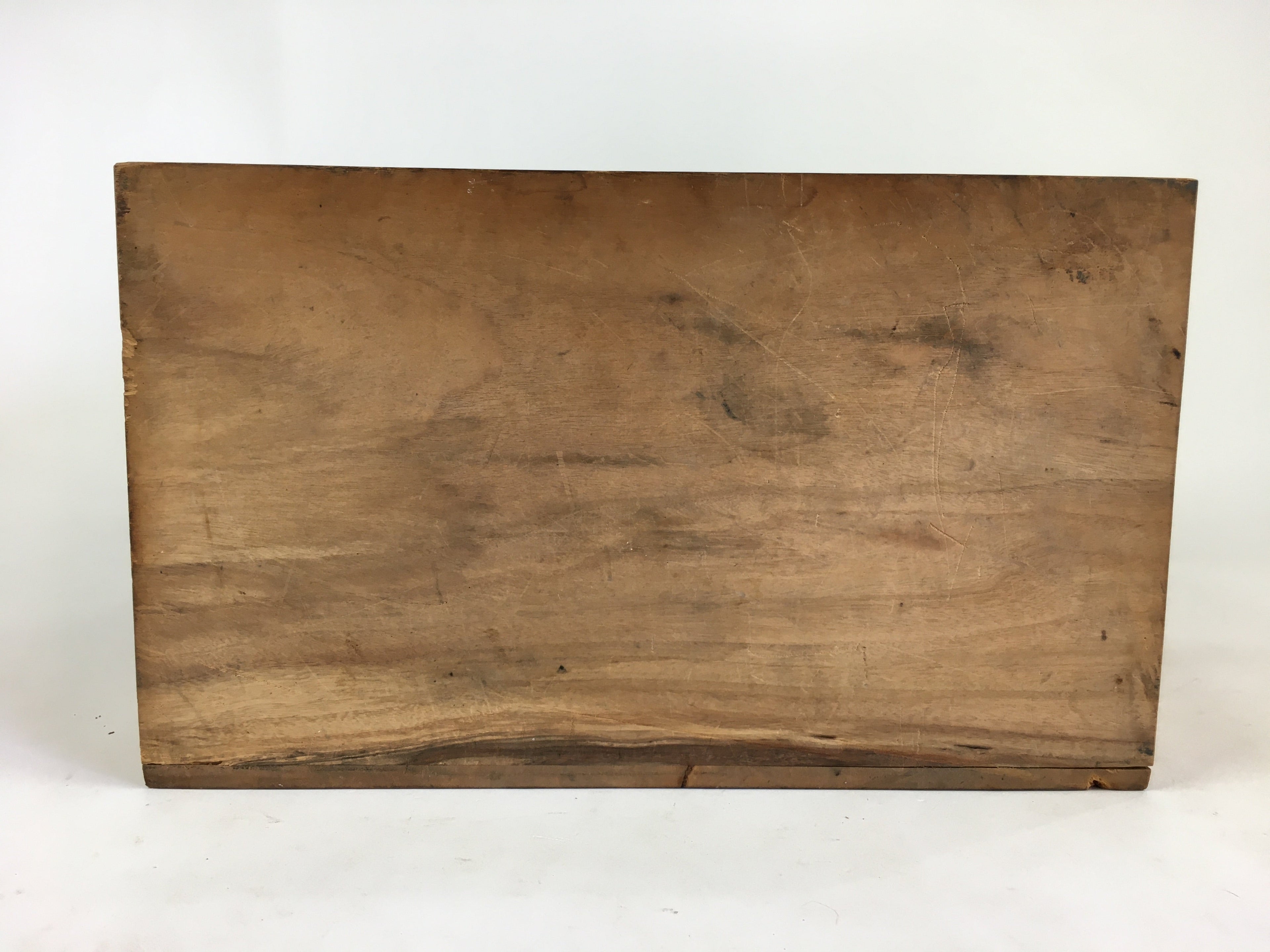Japanese Wood Shelf Vtg Glass Slide Panel Display box Brown Doll Figurine T305