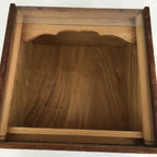 Japanese Wood Shelf Vtg Glass Slide Panel Display box Brown Doll Figurine T305
