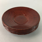 Japanese Wood Shunkei Lacquer Drink Saucer 5pc SetVtg Chataku Coaster UR160