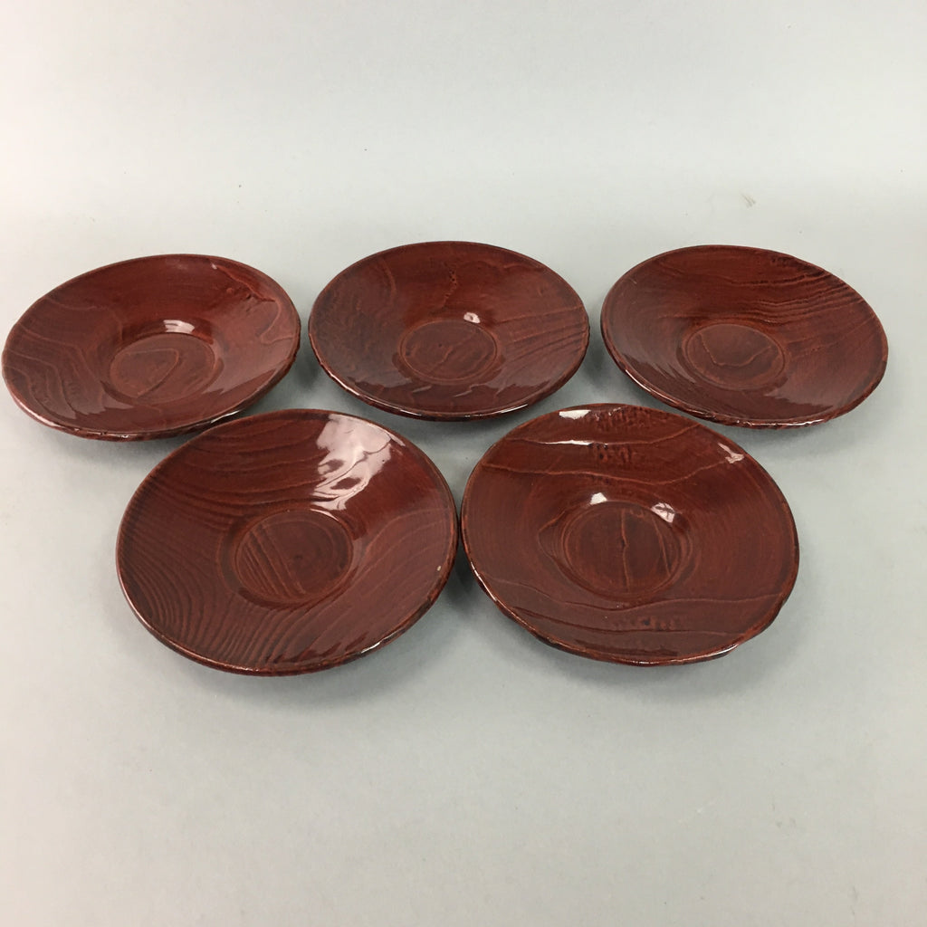 Japanese Wood Shunkei Lacquer Drink Saucer 5pc SetVtg Chataku Coaster UR160