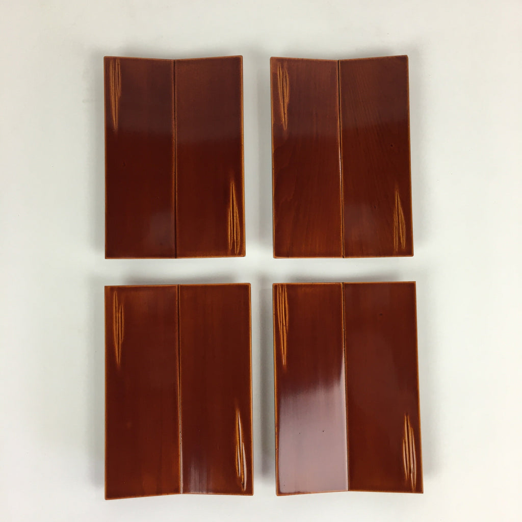 Japanese Wood Shunkei-Nuri Wet Towel Tray 5pc Set Vtg Oshibori-Oki LWB52