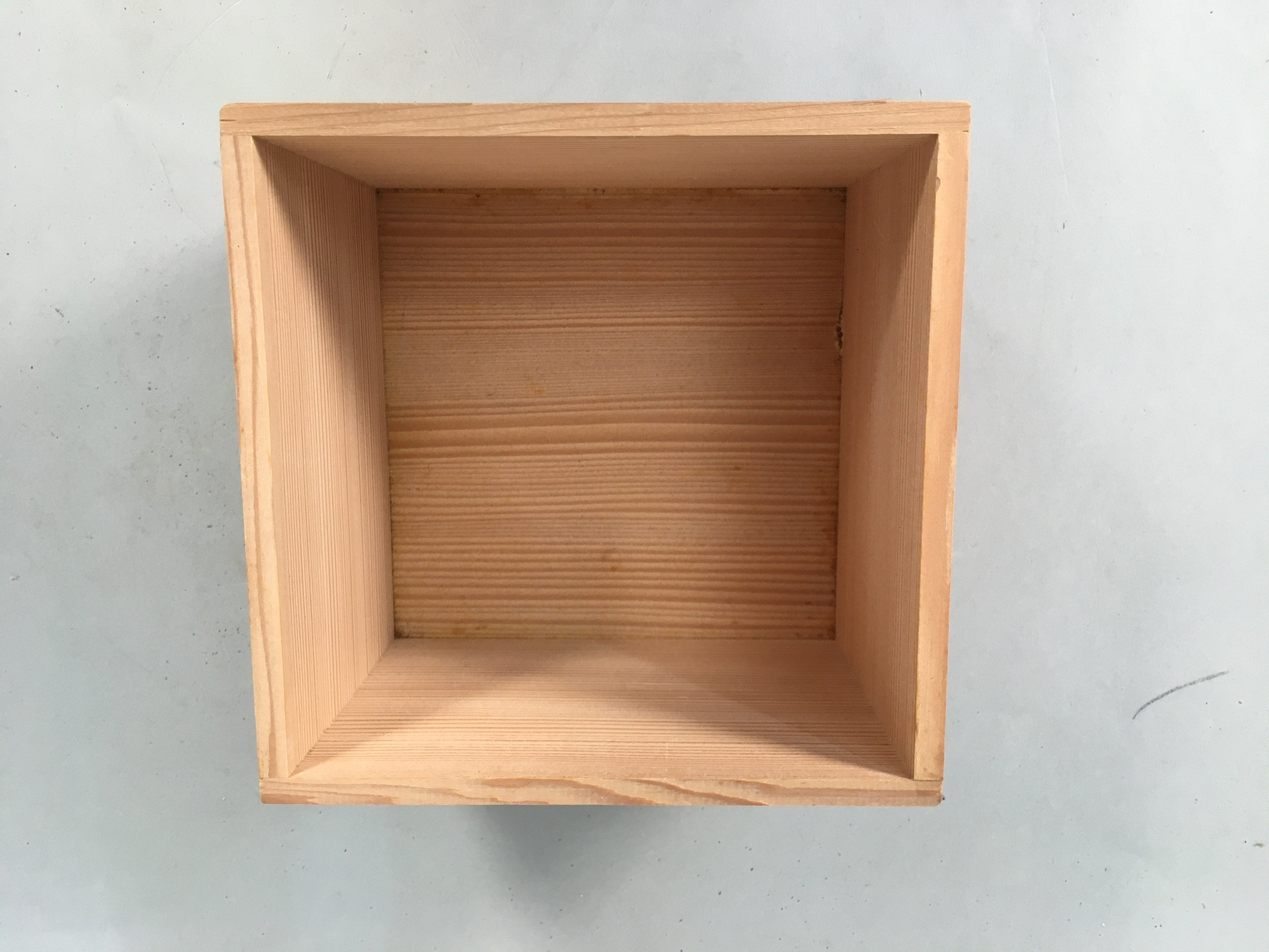 Japanese Wood Storage Box Pottery Vtg Hako Ribbon Inside 16.3x16.2x12cm WB769