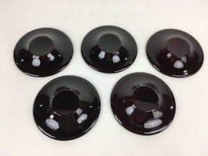 Japanese Wood lacquer Aizu-Nuri Drink Saucer 5pc Set Vtg Chataku Coaster UR604