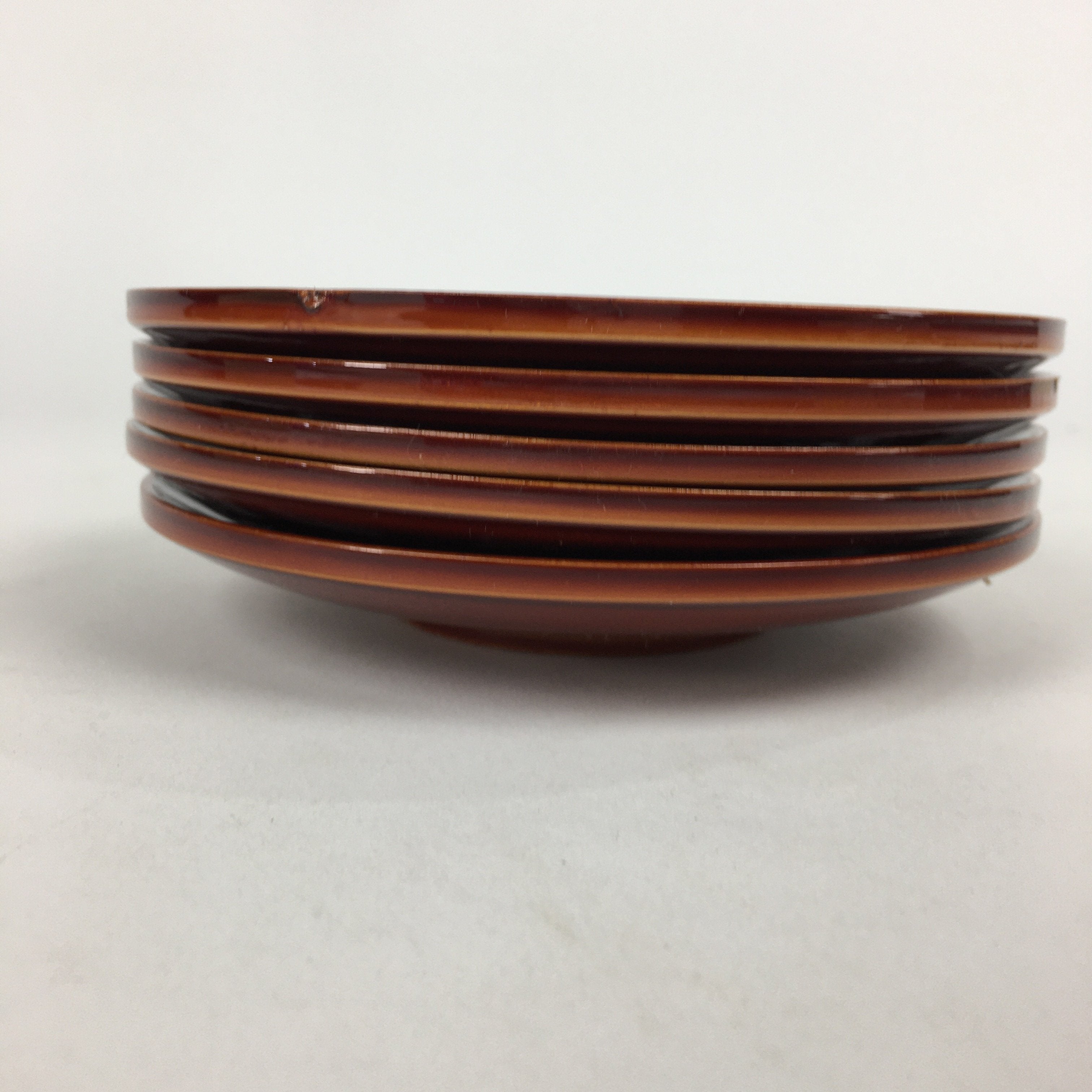 Japanese Wood lacquer Shunkei-Nuri Drink Saucer 5pc Set Vtg Chataku Coaster UR60