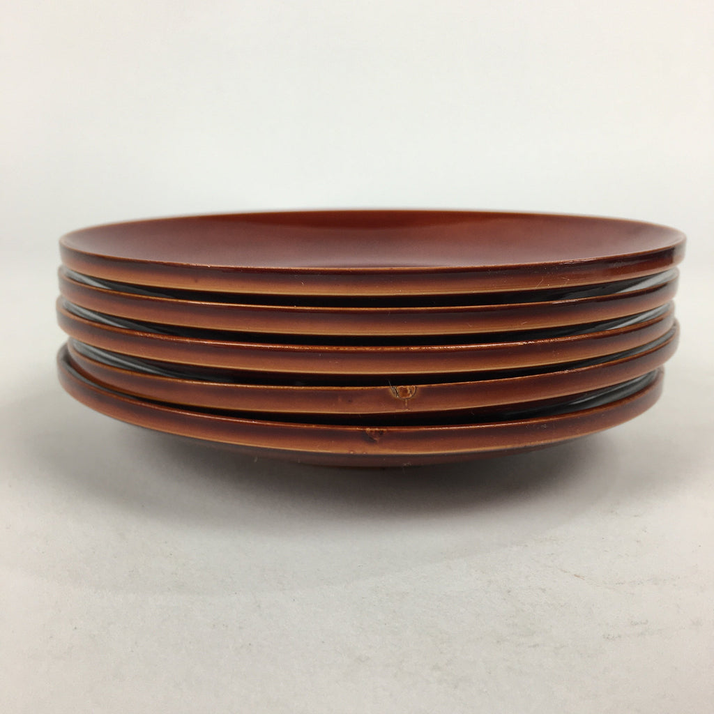 Japanese Wood lacquer Shunkei-Nuri Drink Saucer 5pc Set Vtg Chataku Coaster UR60