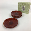 Japanese Wood lacquer Shunkei-Nuri Drink Saucer 5pc Set Vtg Chataku Coaster UR60