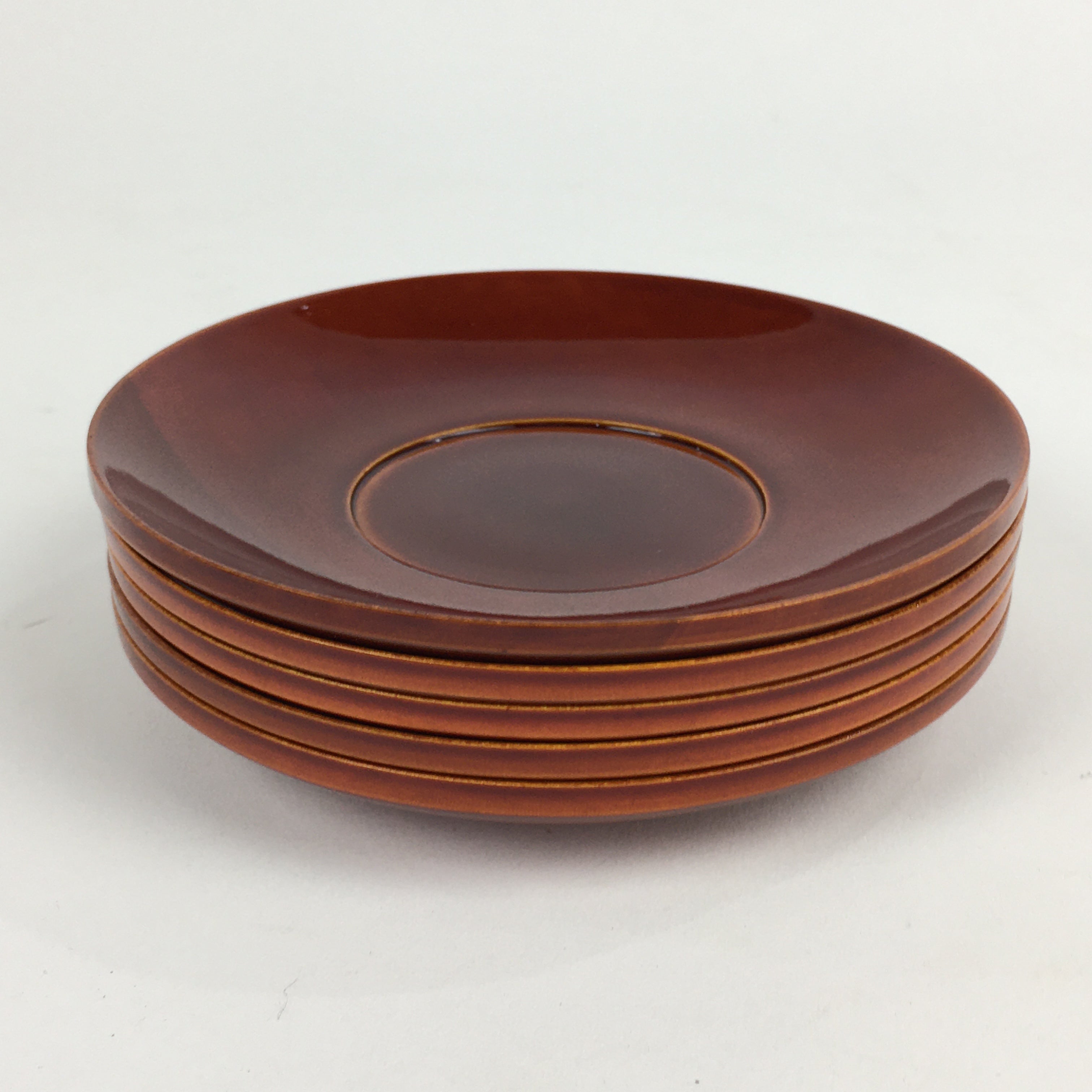 Japanese Wood lacquer Shunkei-Nuri Drink Saucer 5pc Set Vtg Coaster LWB47
