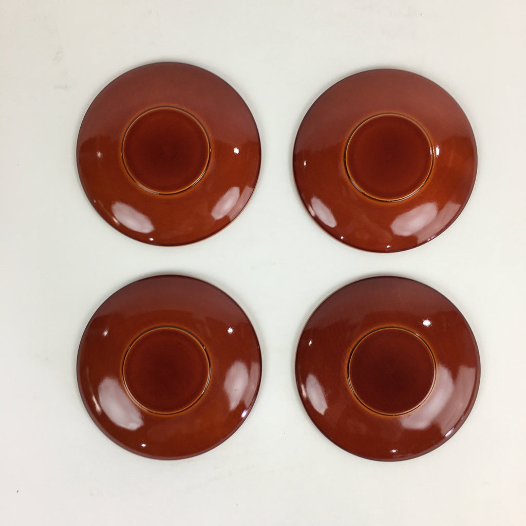 Japanese Wood lacquer Shunkei-Nuri Drink Saucer 5pc Set Vtg Coaster LWB47