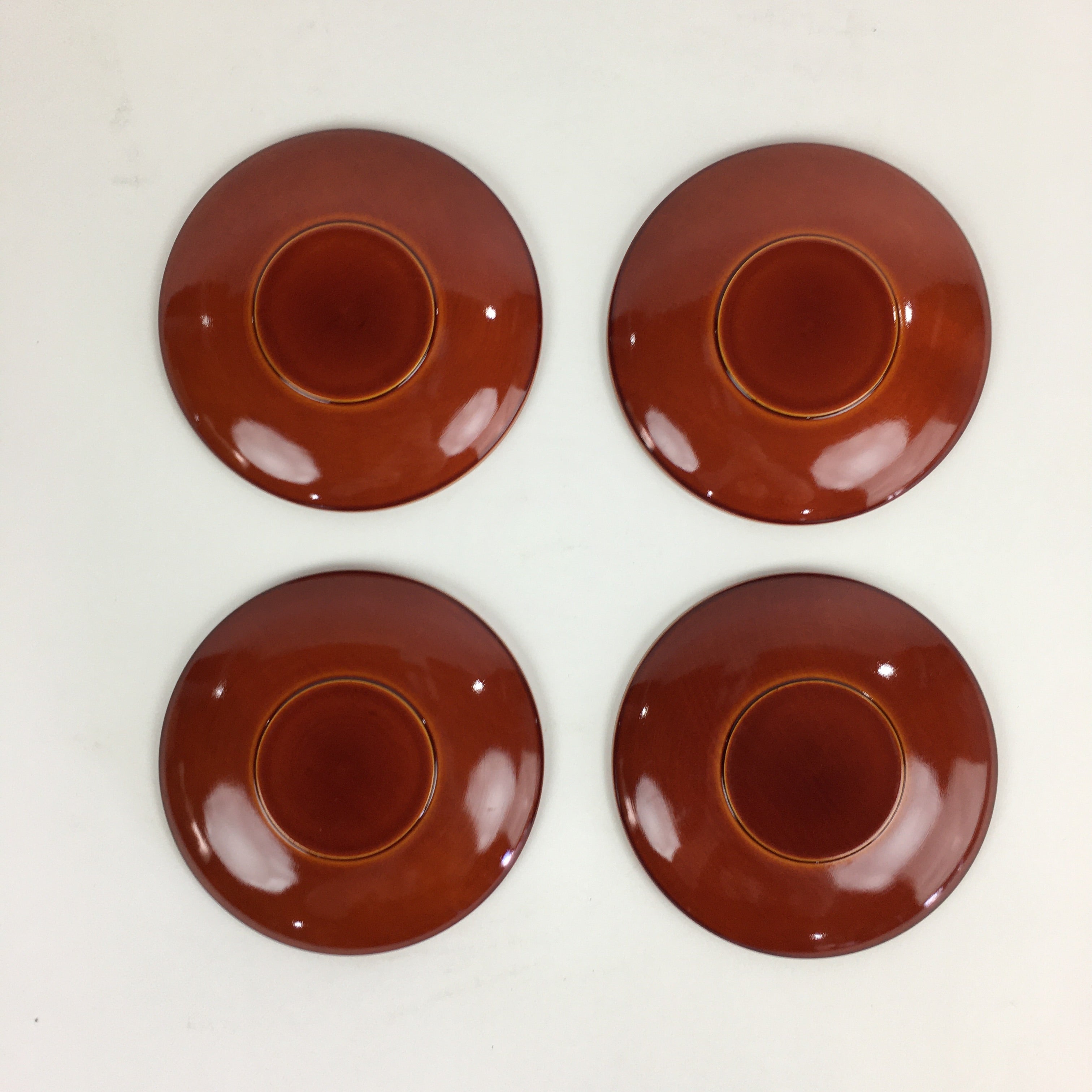 Japanese Wood lacquer Shunkei-Nuri Drink Saucer 5pc Set Vtg Coaster LWB47