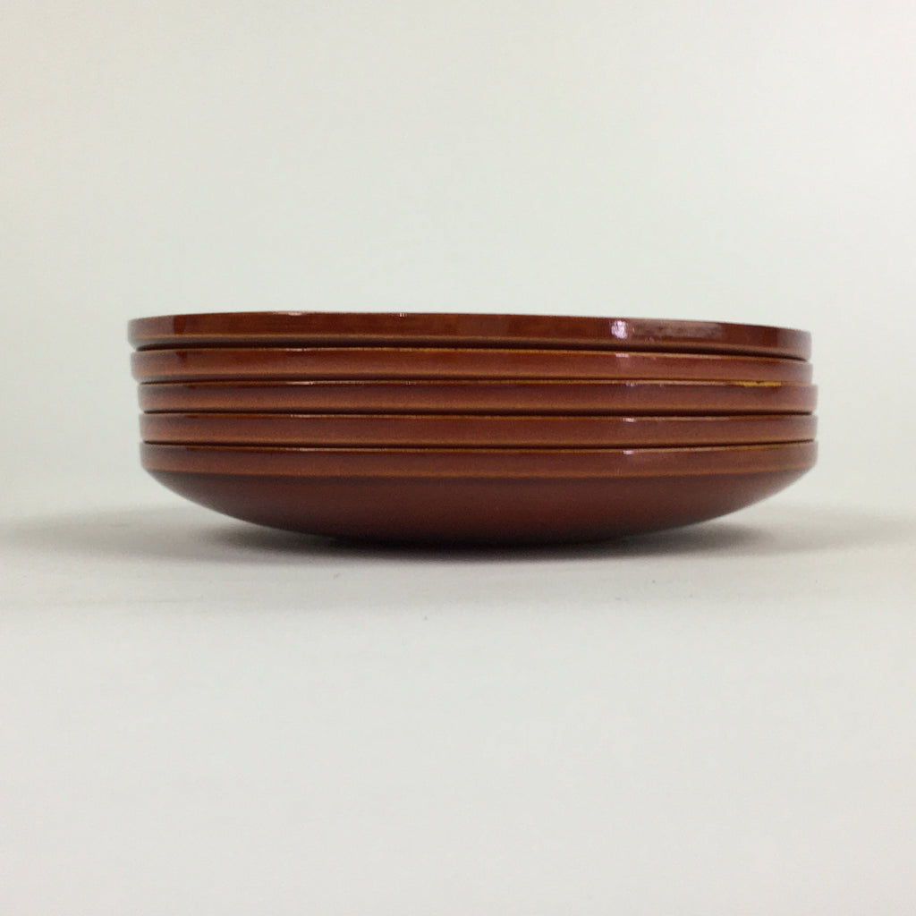 Japanese Wood lacquer Shunkei-Nuri Drink Saucer 5pc Set Vtg Coaster LWB47